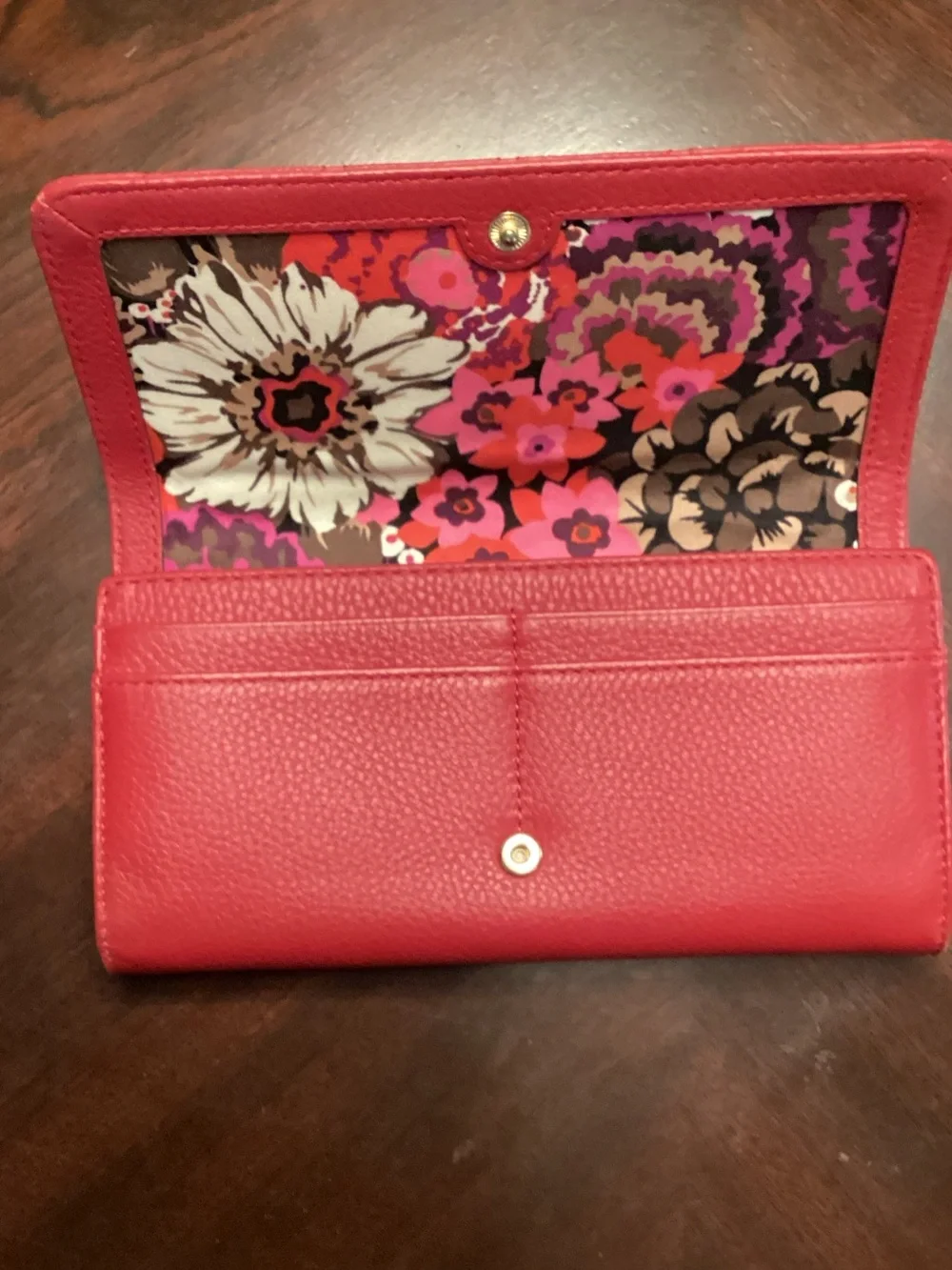 Vera Bradley Quilted Red Flap Wallet with Gold Logo - Picture 2 of 4